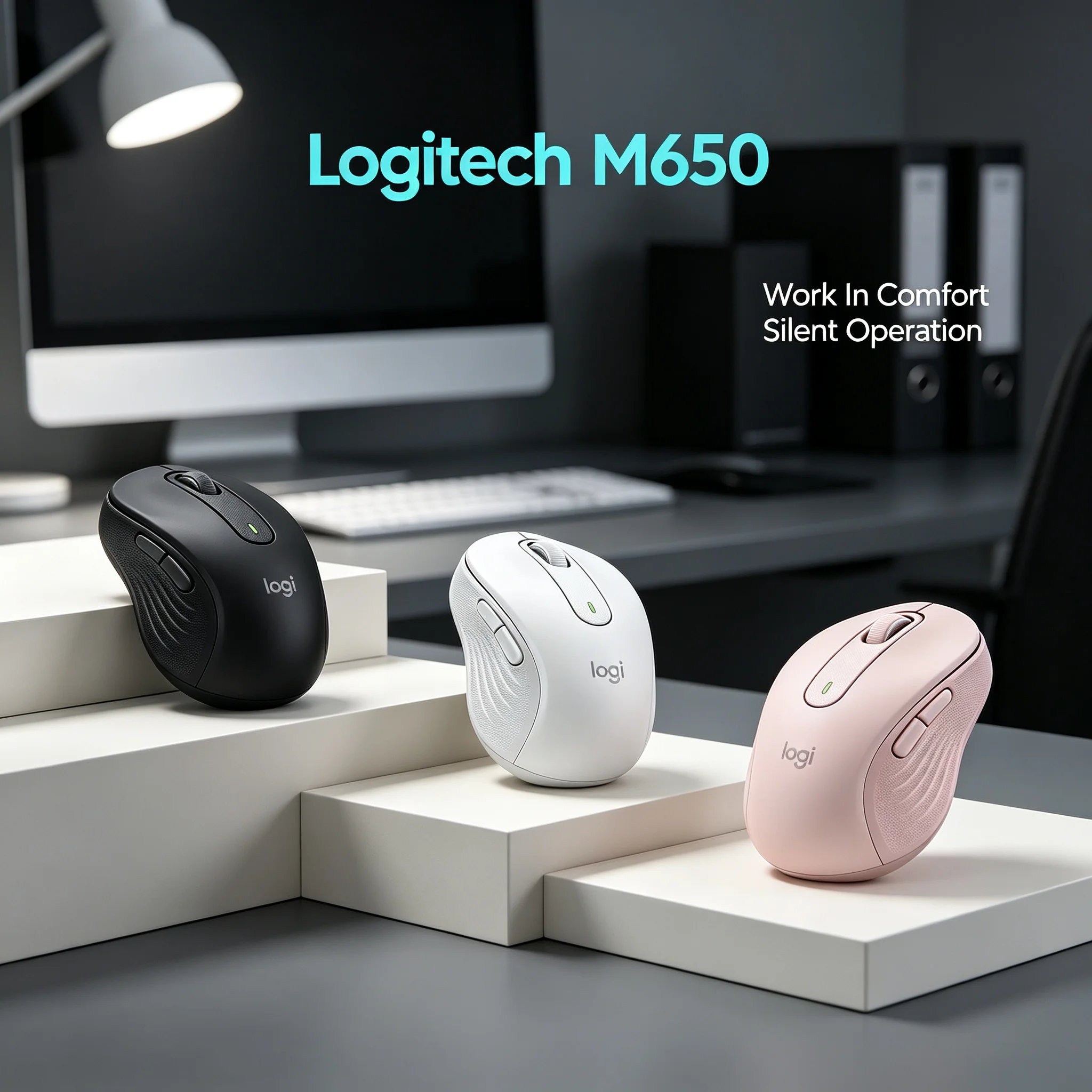 Logitech Signature M650 Dual Mode Wireless Mouse Smart Scrolling Quiet Click for Home Office Desktop Computer Setup