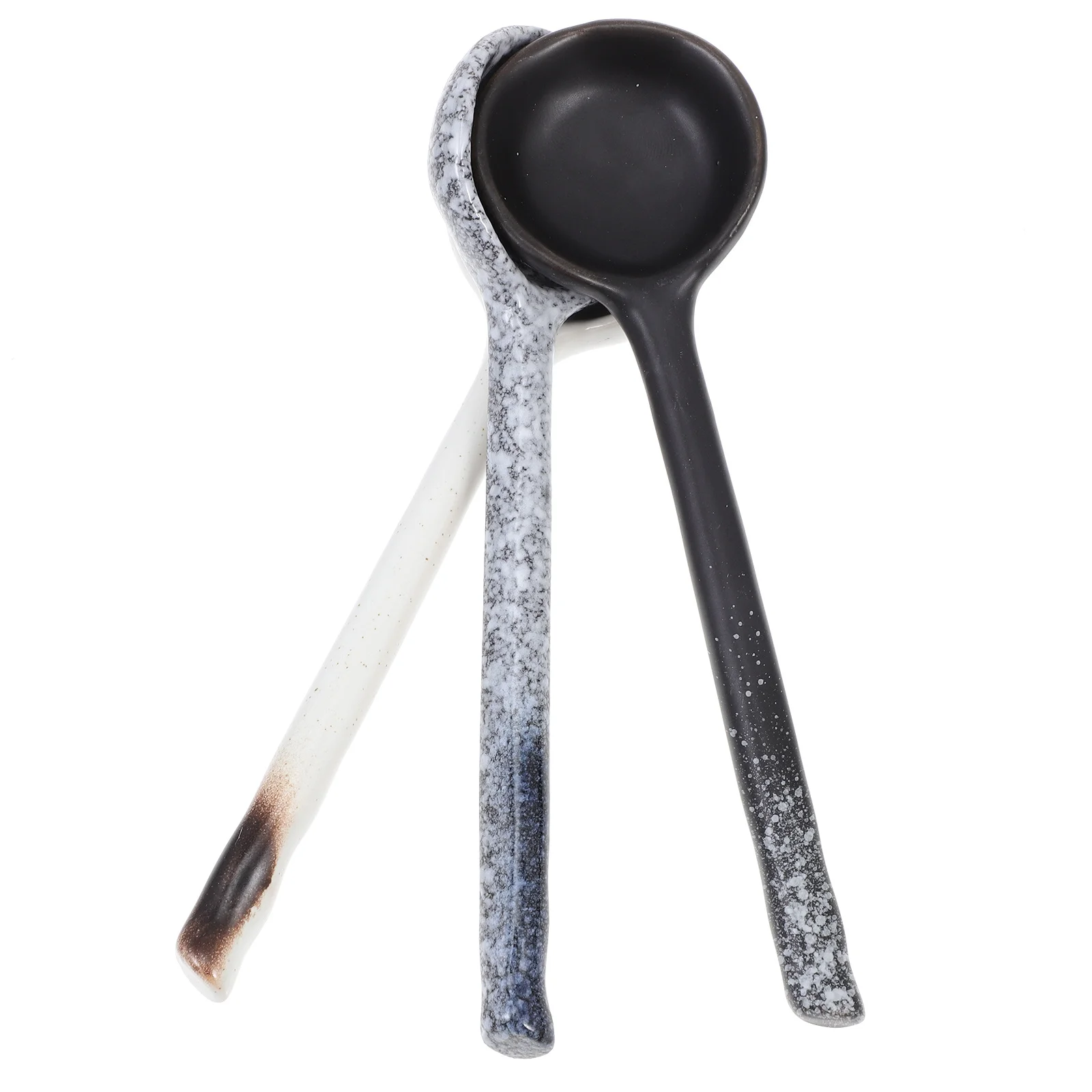 

3Pcs Comfortable Ceramic Soup Spoons Fine Workmanship Kitchen Spoons Kitchen Supplies Soup Scoops Non-Stick Scoops