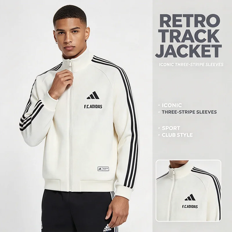 Adidas ST TIRO WAF TT KX2853 2026 Autumn Men's Waffle Casual Football Knitted Stand-Up Collar Jacket