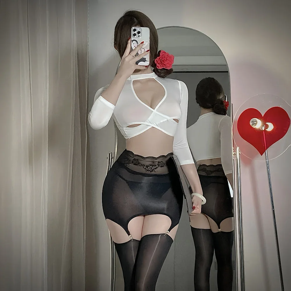 

Brand New Sexy Lingerie Crotchless Lingerie New Women Suits Shiny Silky Hip Skirt All Seasons Wear Brand New Condition