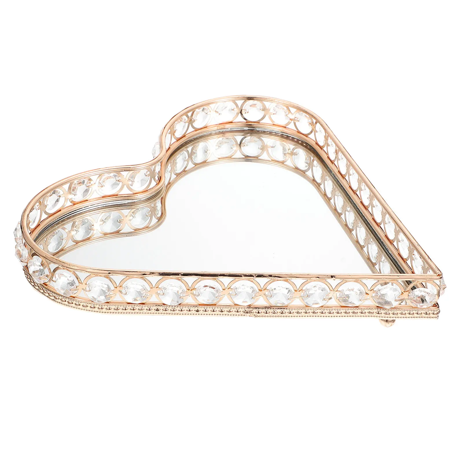 

1Pcs Fine Workmanship Heart Shaped Crystal Storage Tray Decorative Desktop Jewelry Organizer Tray for Cosmetics Sundries Home