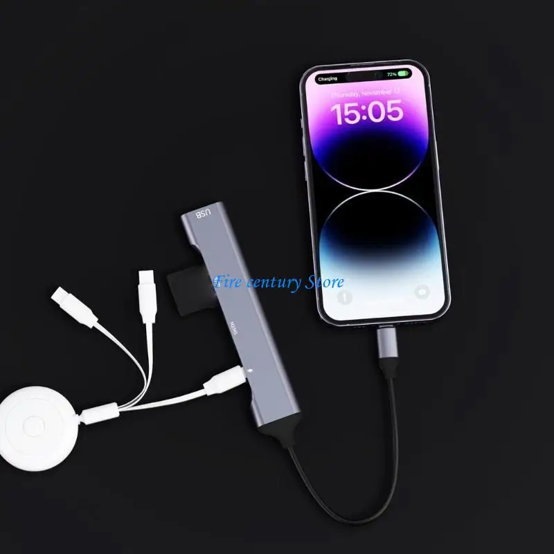 J6PA 6 in 1 Multi Functional Type C Card Reader USB C to MSM2/USB Card Reader 480Mbps Data Transfer Speed 5V2A