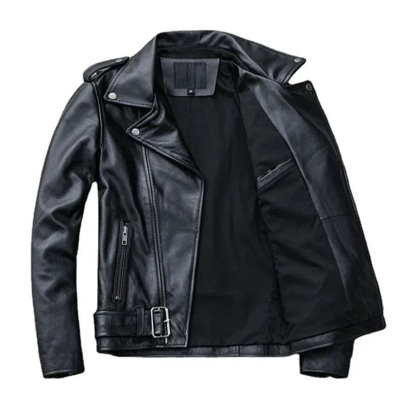 

Classical Motorcycle Jackets Natural Cowhide Thick Moto Jacket New Men Leather Jacket Winter Biker Clothes Slim Coats