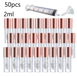 50 Uds. Contenedor de tubo de bálsamo labial DIY de 2ml con tapa botella de lápiz labial vacía tubo de brillo de labios contenedor de muestra cosmética al por mayor