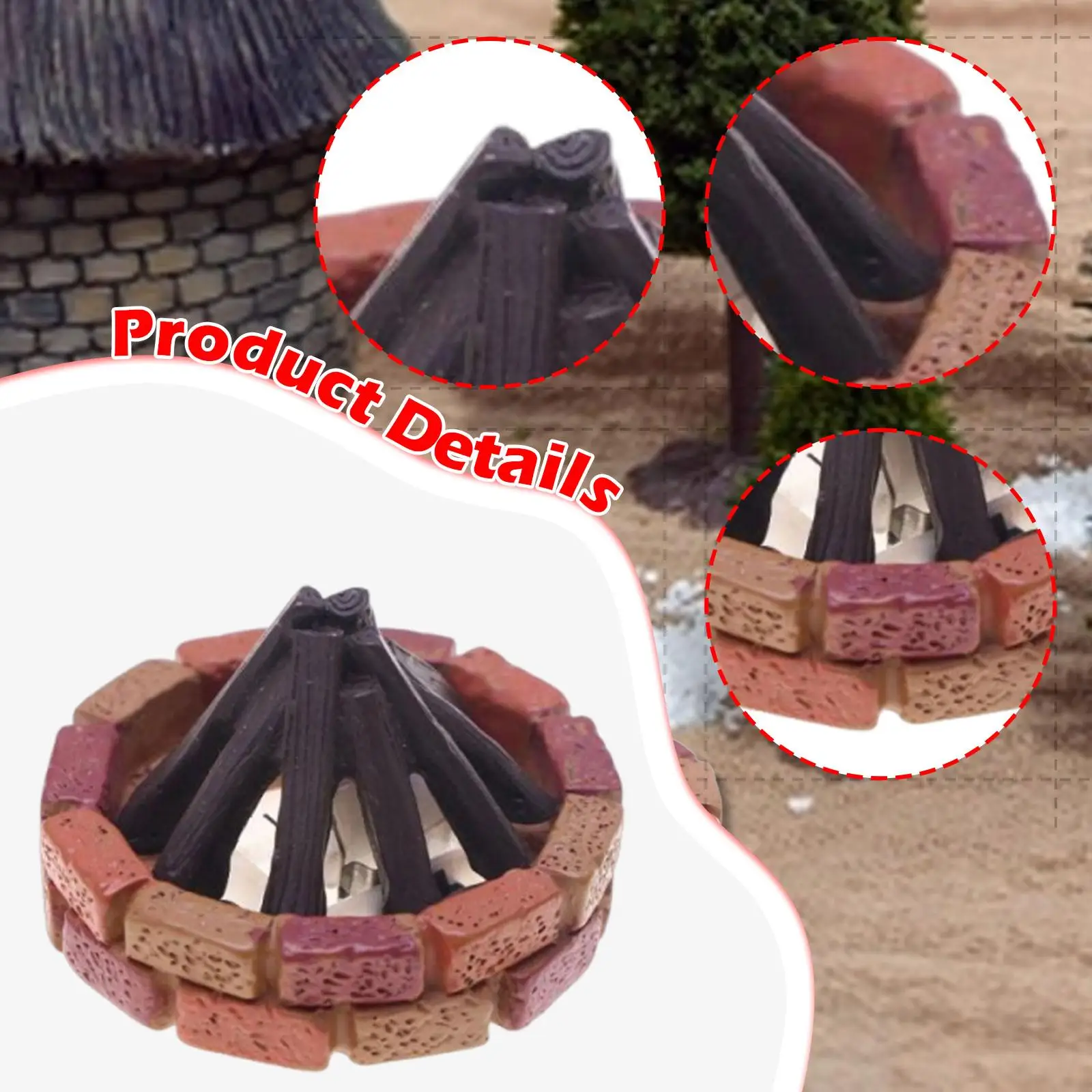 Simulazione di ornamenti per falò in miniatura per casa delle bambole per mini oggetti di scena fotografici