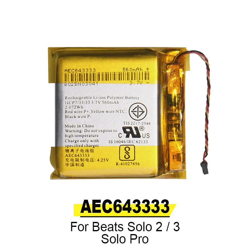 Nueva batería para auriculares AEC353535 AEC643333 para Beats Solo 2.0 3.0 Studio 2 3 Pro Solo2 3 batería nueva inalámbrica + herramientas 3