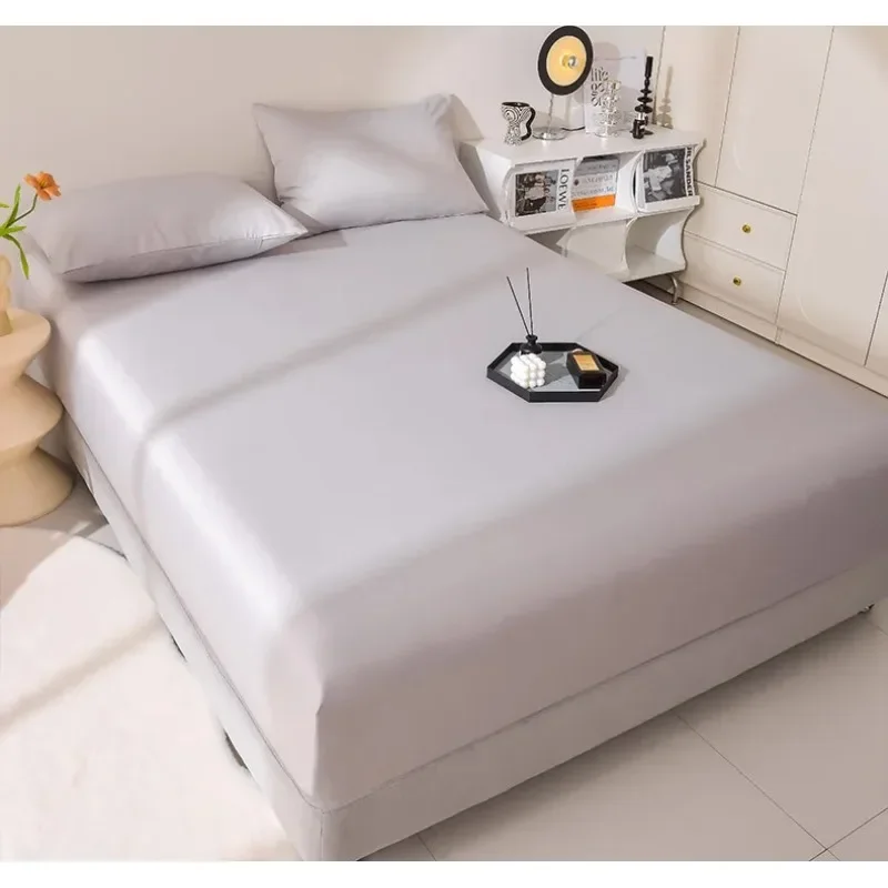 

Rayon Satin Waterproof Fitted Sheet Silky Solid Color Bed Sheet Elastic Band Sheets Smooth Bedsheet Mattress Cover