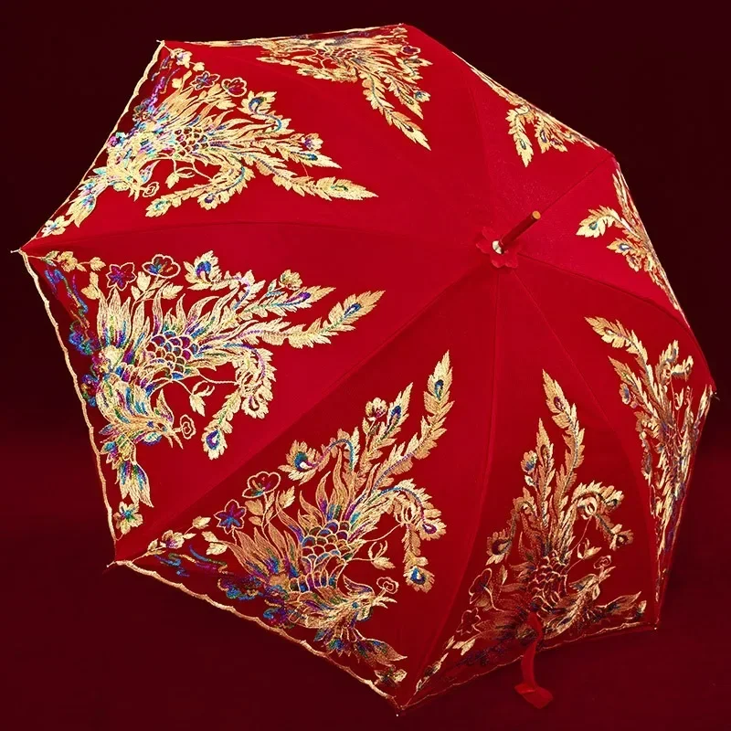 Wedding Red  Bridal Umbrella Chinese WelcomeDowry Pick Up Marriage Happy Umbrella Wedding