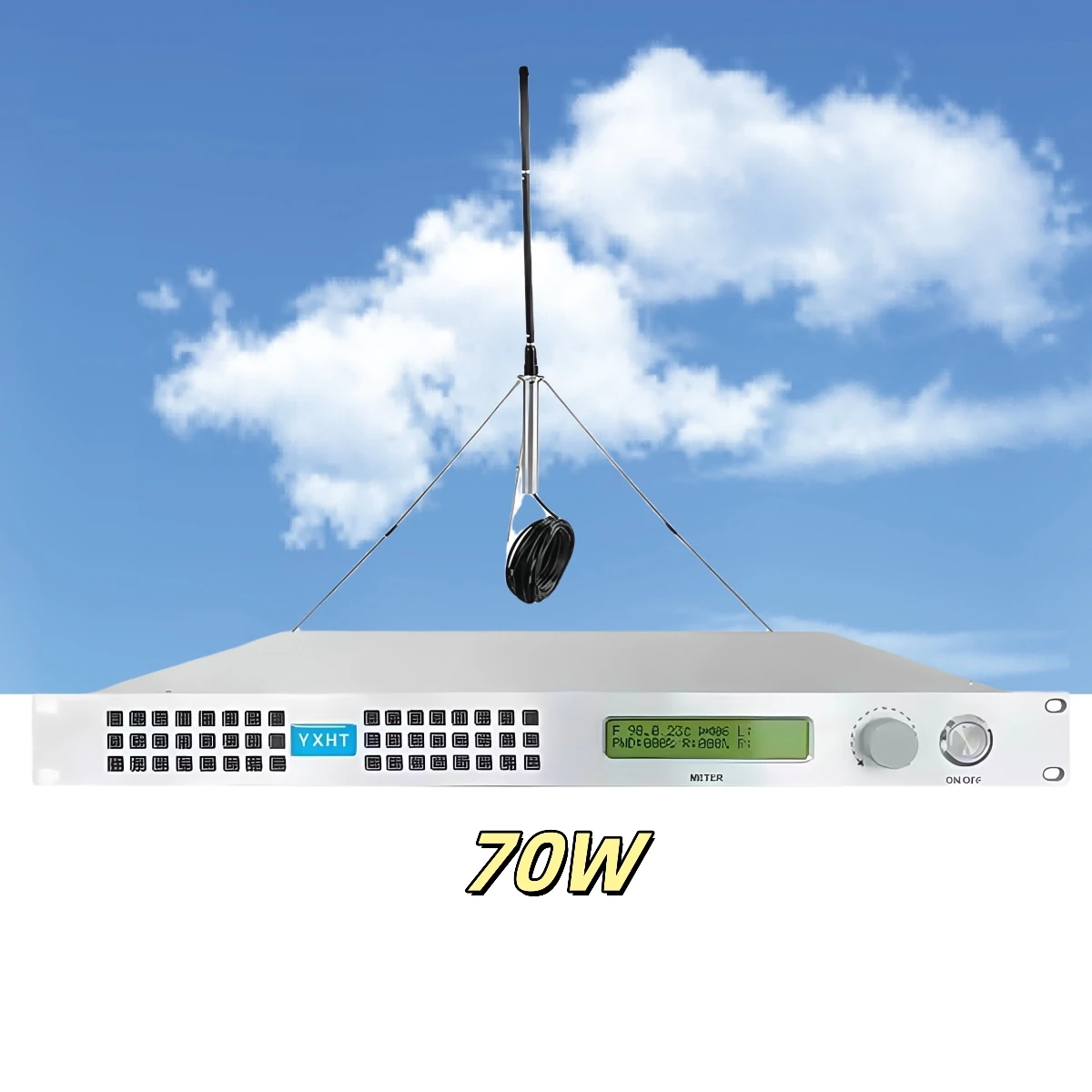 

70W FM Transmitter + antenna + cable for Church 87.5-108MHz Broadcast with Power Amplifier Fcc Certified