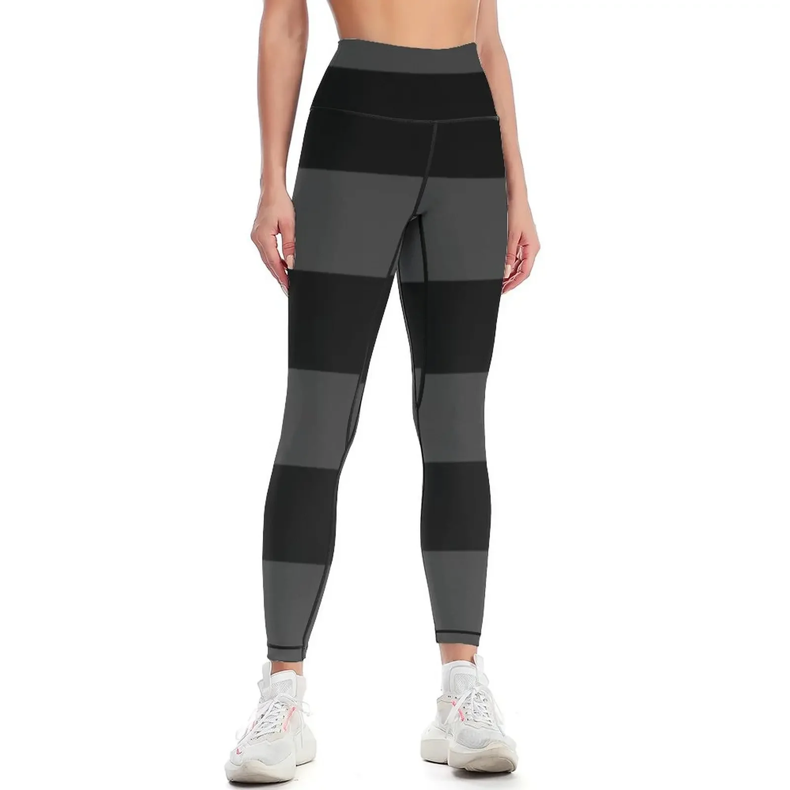 

Big Stripes Black Dark Gray Leggings sports for push up Sweatpants sports tennis for sports woman gym Womens Leggings