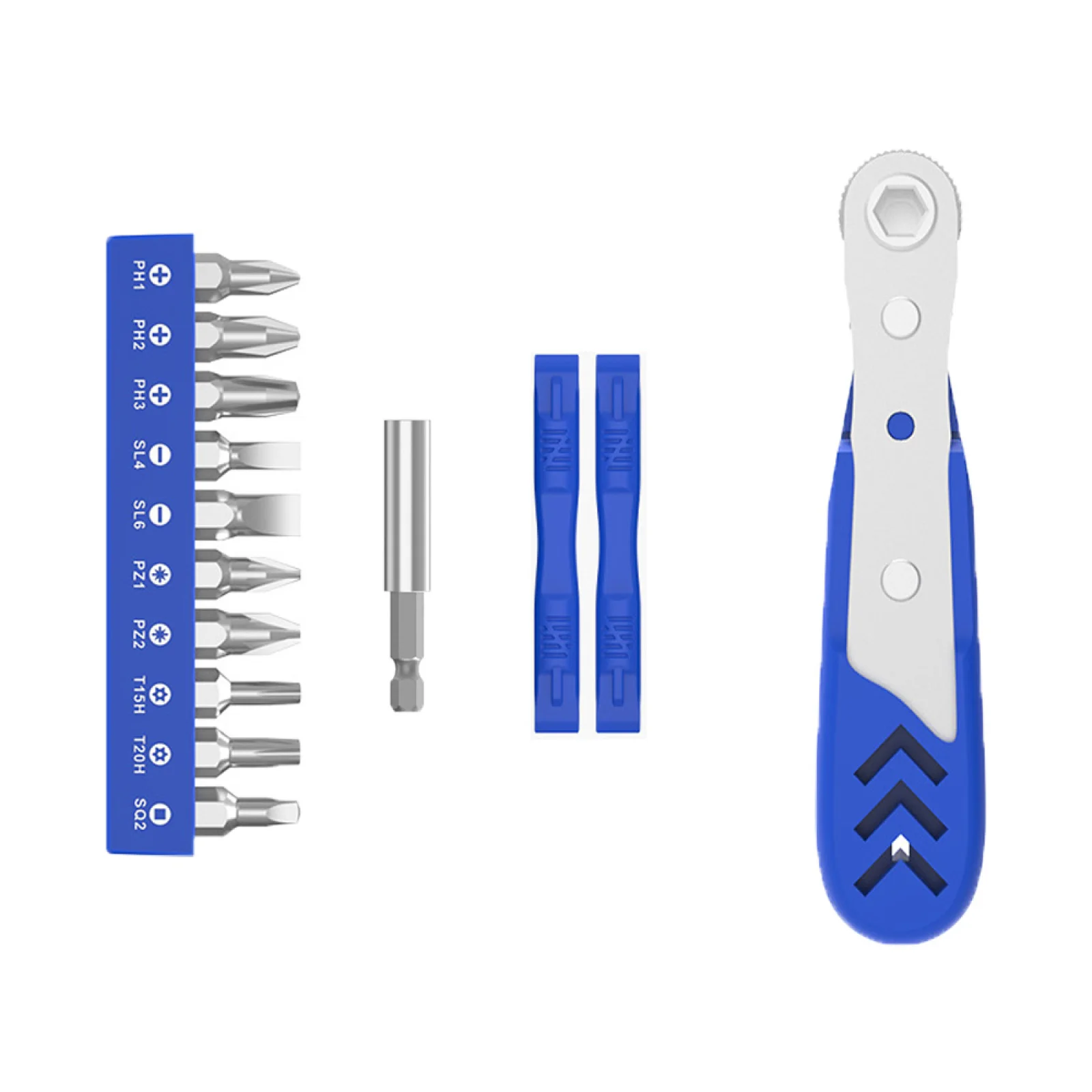 14 In 1 Blue Mini Ratchet Screwdriver Set L-Shaped Wrench Elbow Replaceable Head Wrench Multifunction Bidirectional Regulate