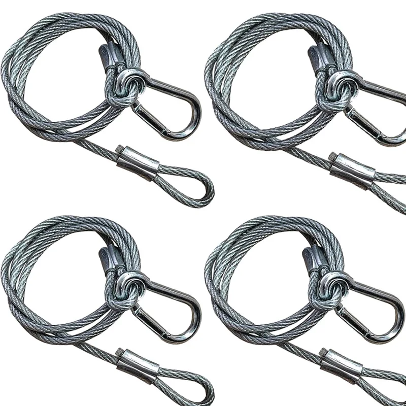 1/4PCS Advanced stage light safety cable black bearing 60KG diameter 4mm 30.3-inch steel safety rope used for stage lighting fl