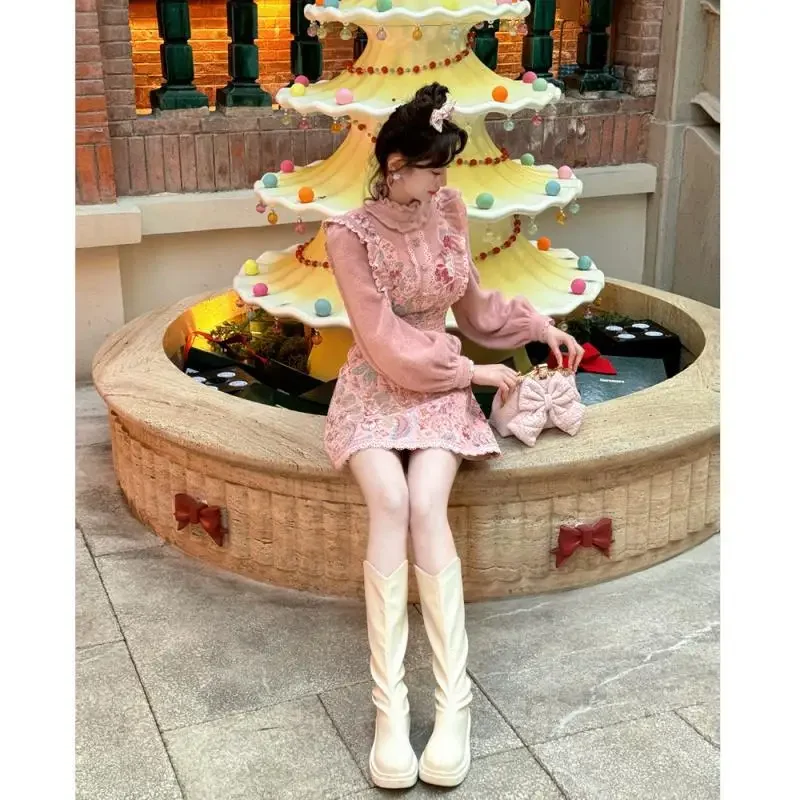 

French Gentle Princess Style Japan Dress Cute Thickened Skirt And Temperament Dress For Women In Autumn And Winter 2025 new
