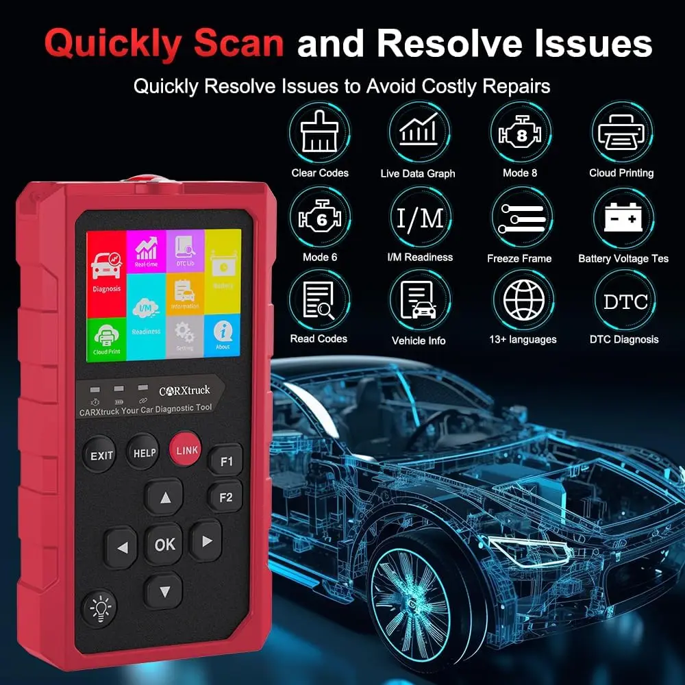 Scanner wireless OBD2, strumento diagnostico Bluetooth per Android/iPhone, controllare il lettore di codici del motore con dati dal vivo e ripristino del codice di guasto,