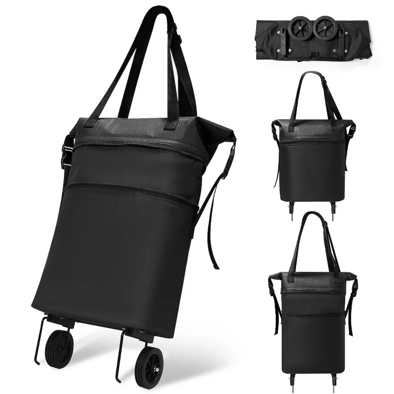 

Multifunctional outdoor camping trolley, portable for home use, folding grocery shopping with wheels, waterproof bags