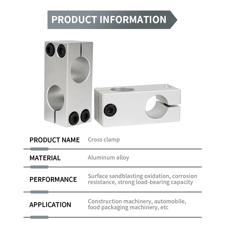 Säulenbefestigungsklemme, vertikale Befestigung mit festem Durchmesser, Aluminiumlegierung, optische Achse, Querblock, Stahlrohrhalterung, Einzelschraube – Detail 1