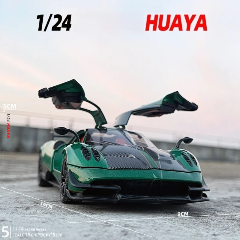 

Модель спортивного автомобиля Huayra BC 1:24, литая под давлением, со звуком и светом, металлическая игрушка, подарок на день рождения для мальчика, коллекционная модель