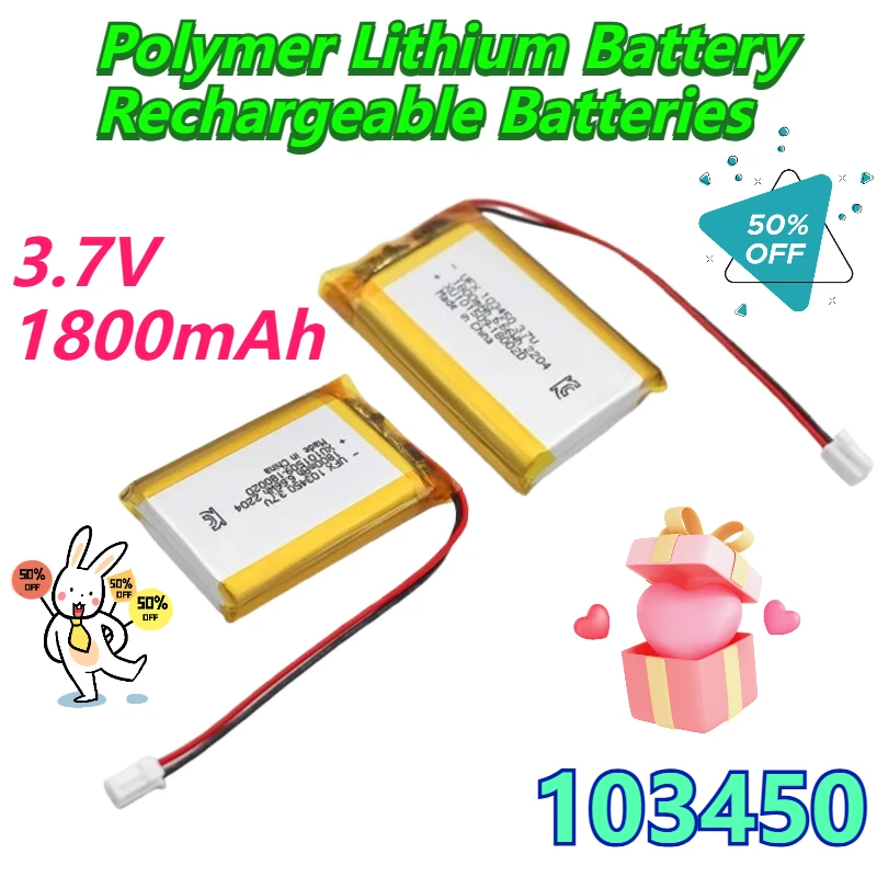 

103450 1800mAh 3.7v Battery Polymer Lithium Battery Rechargeable Batteries