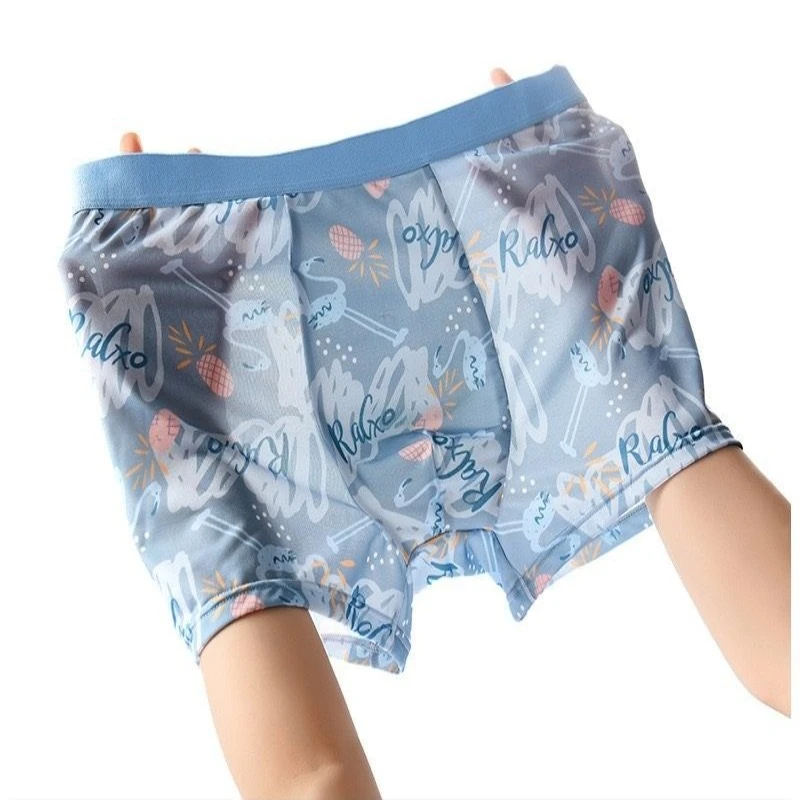 Smooth and Soft Boxers Men's Ice Silk Underwear Ultra-thin Seamless and Breathable Summer Cool Shorts Trendy Printed Underpants