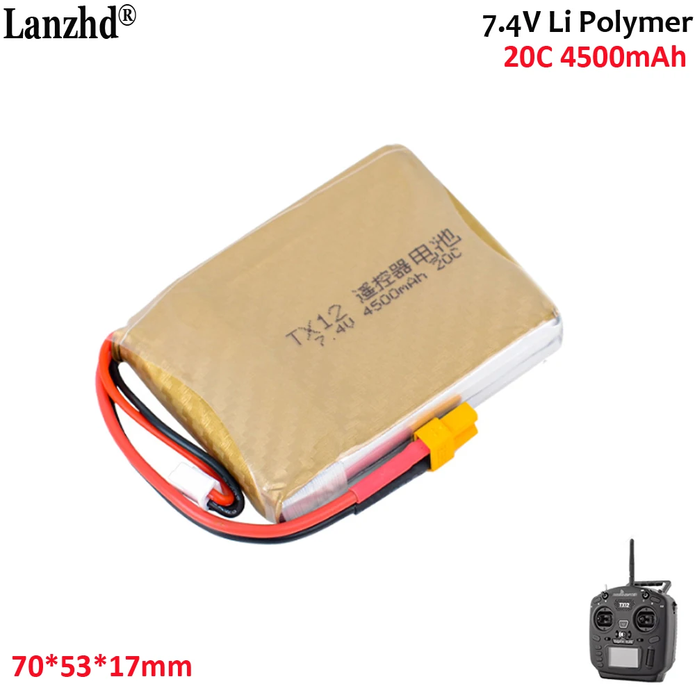 7.4V 2S 4500mah 20C battery For Radiomaster TX12 MARK II remote control Batteries 2S1P pack
