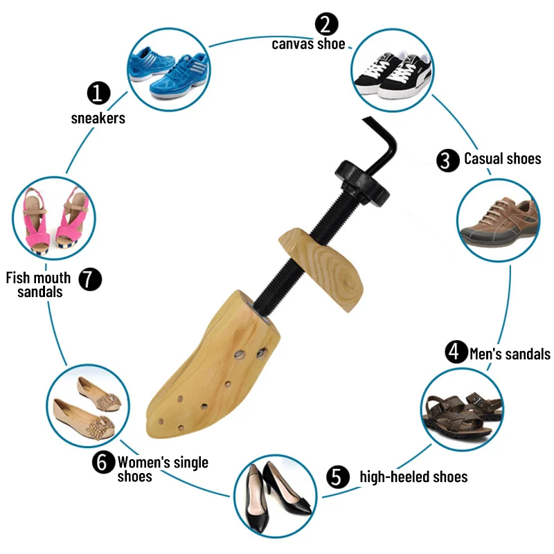 

2-Way Wooden Adjustable Shoe Stretcher Expander Men Women Boot Size US 5-13