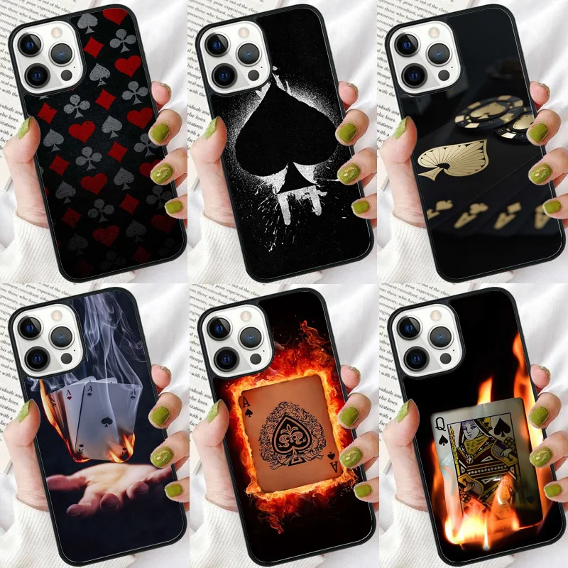 Mystery retro Poker Card Phone Case For iPhone 16 15 14 plus XR XS 11 12 13 Pro max Soft Bumper Shell Cover coque