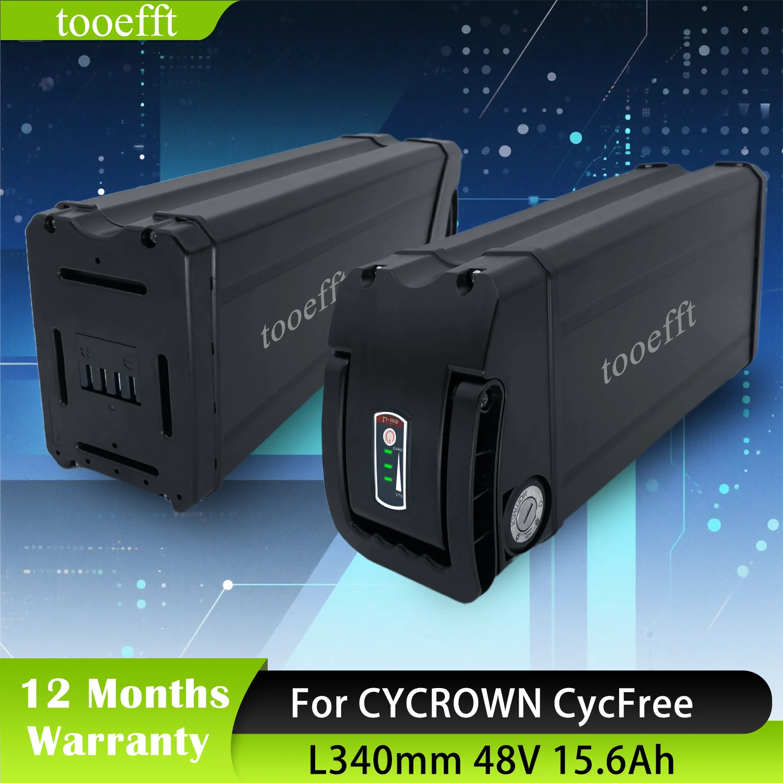 

L340mm Lithium Ion Batteries 48V 15.6Ah 748.8Wh Electric Bicycle Battery for CYCROWN CycFree ebike