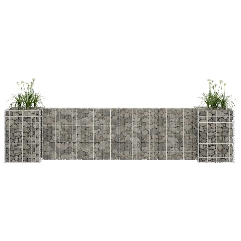 Gabionen-Pflanzgefäß „H“ aus Stahldraht 260 x 40 x 60 cm. Außendekoration, Anbautöpfe, Gartendekoration
