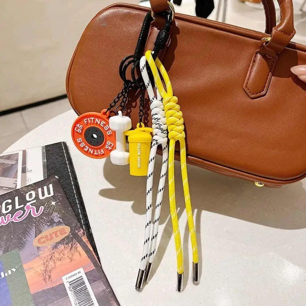 

Gym Series Key Chain Handmade Rope bag charms Key Ring New Fahion Bag Pendant Dumbbell Kettlebell Keychain Bag Decorations 2025