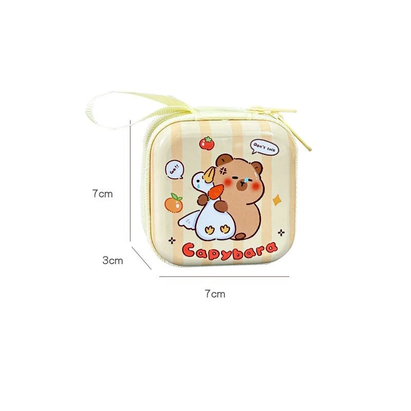 New Capybara Tinplate Wallet Coin Purse Creative Round Mini Portable Earphone Bag Cute Cartoon Animal Coin Key Storage Bag