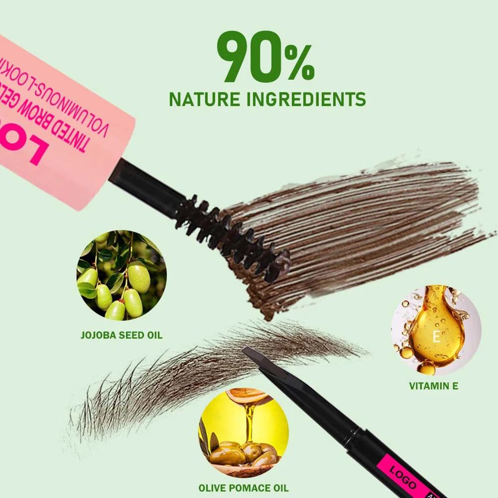 4-farbiges Private Label Augenbrauen-Creme-Set, individuelles Logo, Augenbrauen-Gel-Tönungsstift-Set, wasserfest, nicht verschmierend, Groß-Make-up im Großhandel
