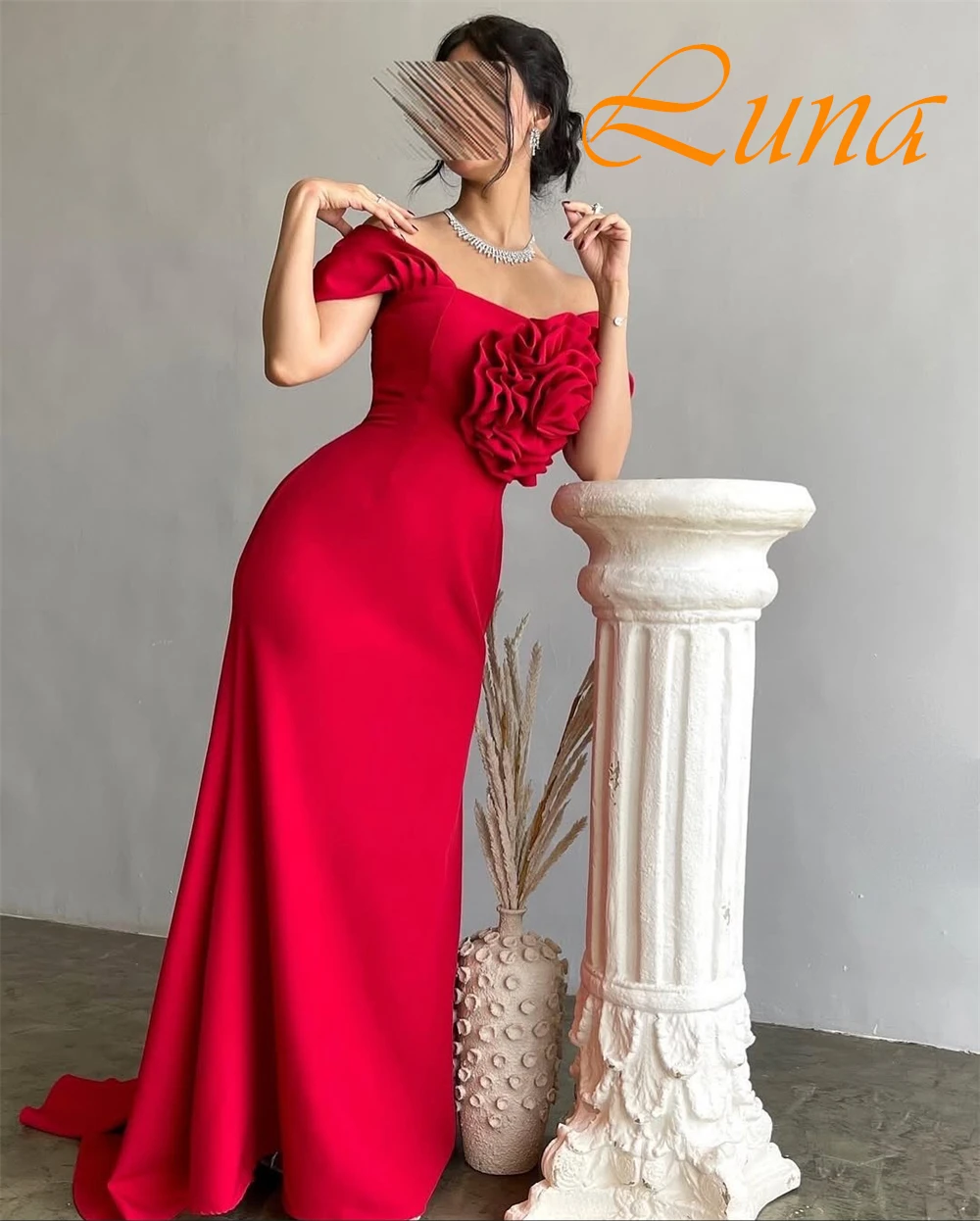 فستان سهرة جيرسي ناعم مخصص أنيق برقبة قارب فستان كوكتيل مزاجه حورية البحر ذيل محكمة فساتين مناسبة خاصة