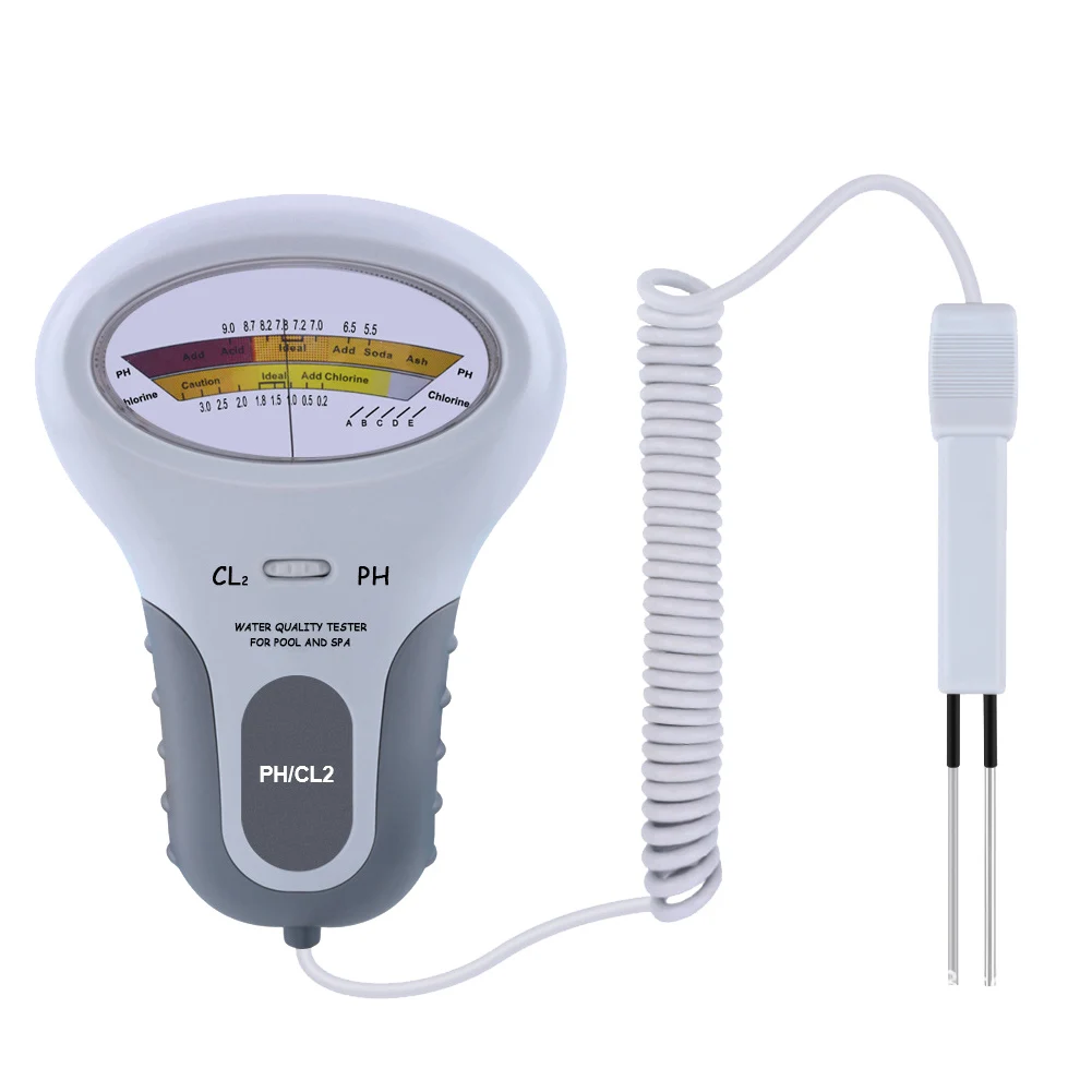 Water Quality Testing Device Professional PH Chlorine Cl2 Level Meter Tester with Probe for Swimming Pool Spa Water Monitor