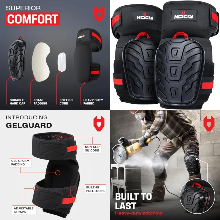 

Professional Knee Pads for Work for Men Adjustable Thigh and Shin Straps, Heavy-Duty Shell, and Thick Foam Gel Cushioning Ideal