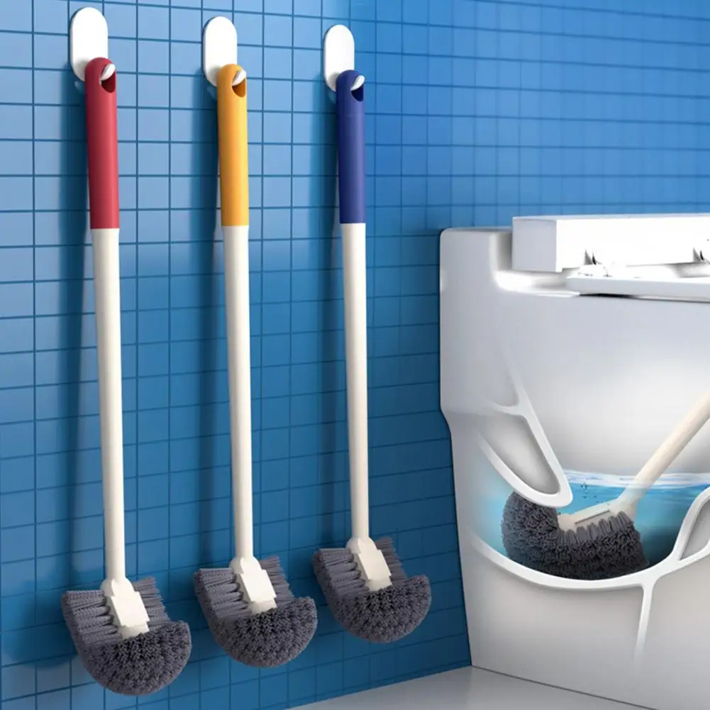 2026 Wall Mounted Toilet Brush, Anti-Slip Handle Curved Soft Bristles Toilet Cleaner, Toilet Grooves Bathroom Brush for Deep Cle