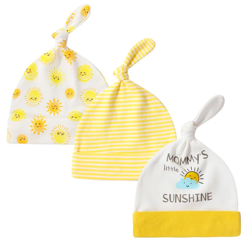 momscare Baby hat 0-6 months ins newborn fetal cap female model baby spring and summer 3 pieces