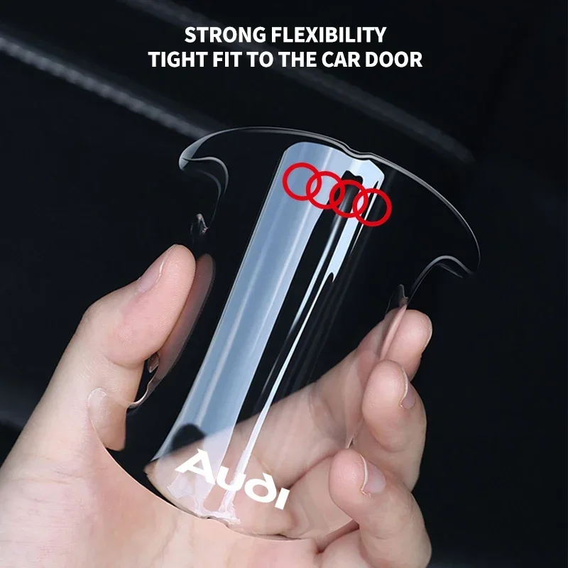 8Pcs Transparent Car Door Handle Protection Film Anti-Scratch Sticker For Audi Sline A3 A7 Q3 8v RS5 B7 A4 B9 A6 C7 A6 A3 8p TT