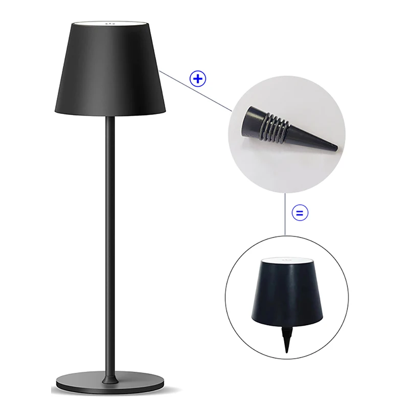 

Cordless Rechargeable Table Lamp with 3 Colors Mode Portable Stepless Dimming Dining Table Lamp IP54 Waterproof for Outdoor