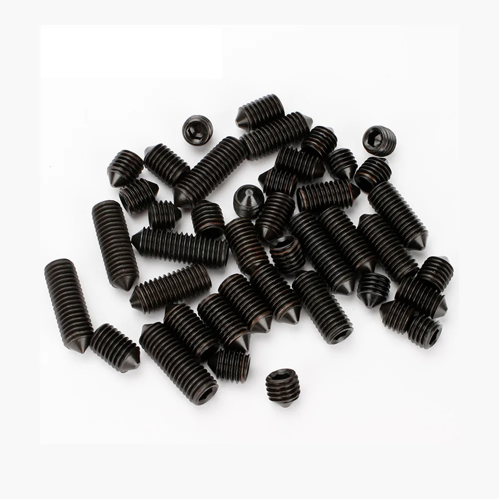 M2 M2.5 M3 M4 M5 M6 Headless Grub Screw DIN 914 Cone Point Hex Socket Set Screw 12.9 Alloy Steel Black Oxide High Strength