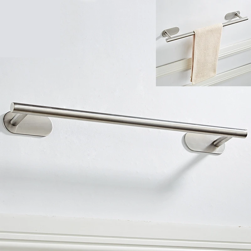 No Drilling 40/50cm Towel Rack Self Adhesive Wall Mounted  Bathroom Towel Shelf Bath Towel Hanger Bar Holder for Kitchen Toilet