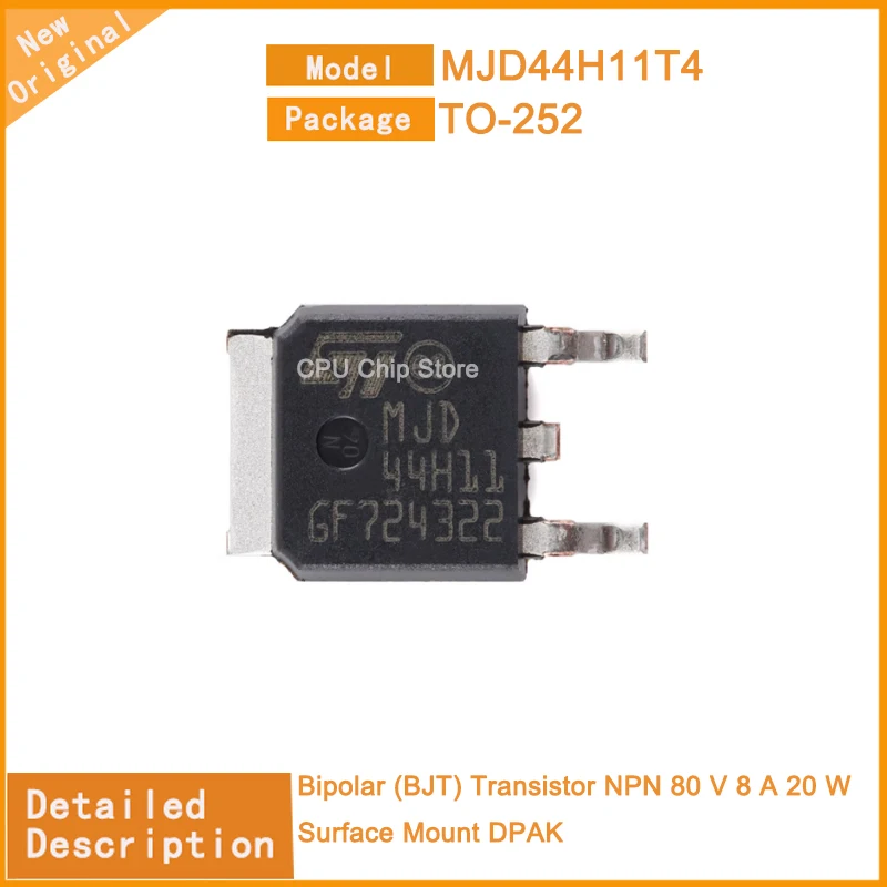 10Pcs/Lot New Original  MJD44H11T4    MJD45H11T4   MJD45H1 Bipolar (BJT) Transistor PNP 80 V 8 A 20 W Surface Mount DPAK