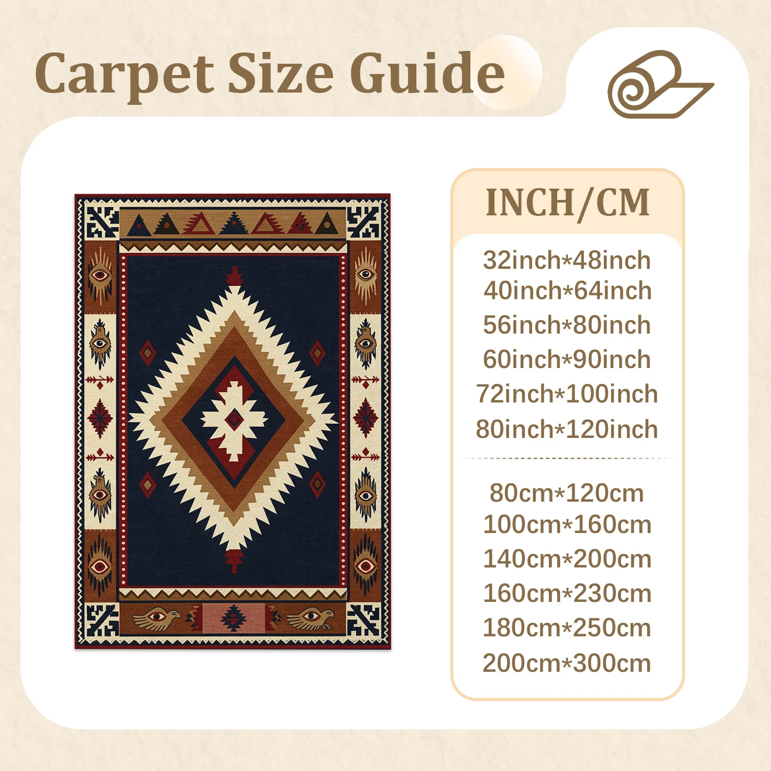 Southwest Tribal Aztec Geometric Pattern Velvet Rug, Machine Washable, Ideal for Living Room, Bedroom, Dining Room, Entryway, Perfect for Halloween, Thanksgiving, Christmas, New Year, Black Friday, Cyber Monday Home Decor