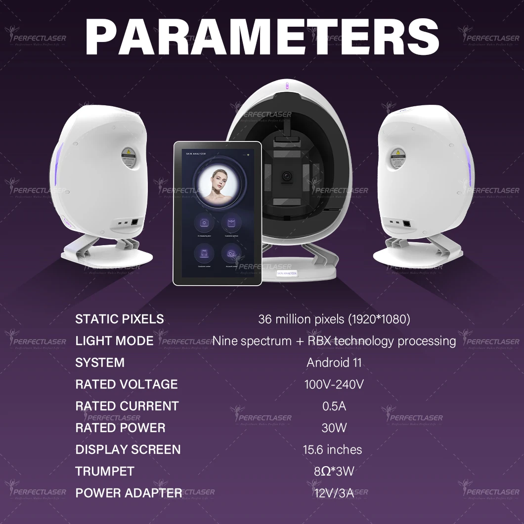Perfectlaser 5G Nine Spectrum RBX Technology Processing Intelligent Skin AI Detector Suitable for detecting various skin Machine