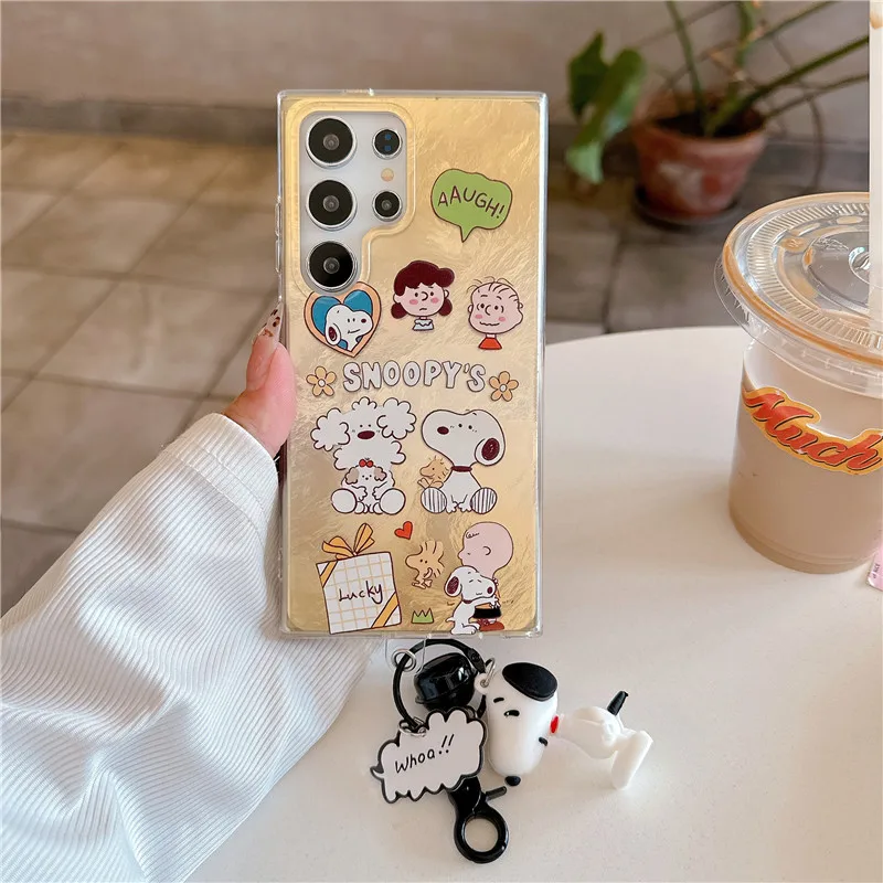 Snoopy Charlie Brown Phone Case for Samsung Galaxy S22 S23 S24 S25 Ultra Plus Lucy Peanuts Snoopy Cover TOY Key Chain