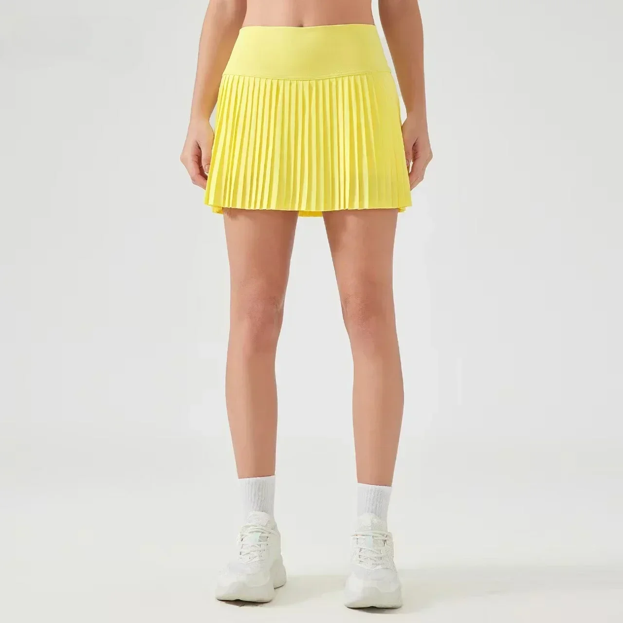 Lemon Women High Waist Pleated Skirt Tennis Golf Sport Skirt Built-in Pocket Anti-slip Outdoor Jogging Yoga Fitness Skirt Shorts