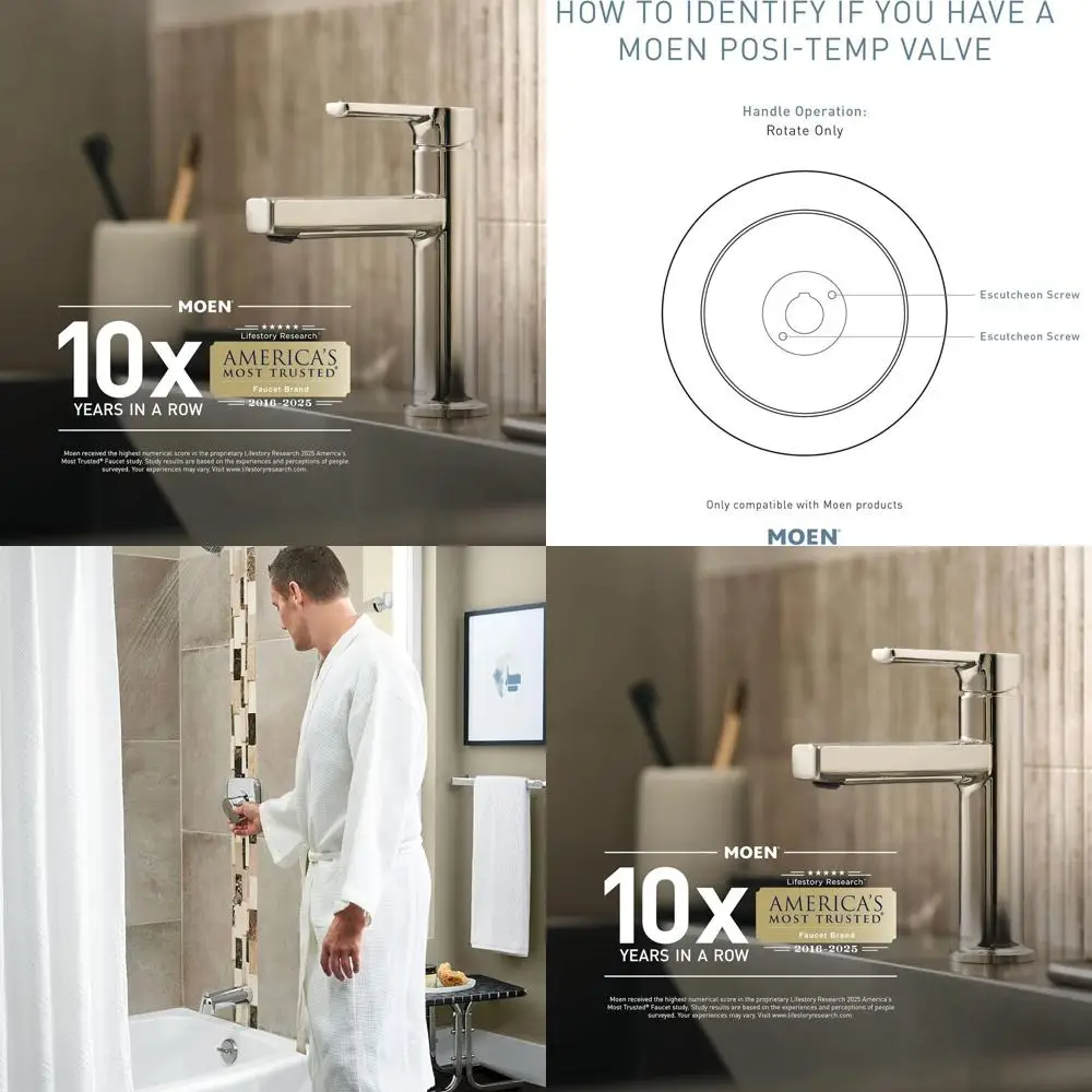 

Modern Pressure Balanced Shower System with Lever Handle, Chrome Finish, Includes Showerhead, Tub Spout, Requires Posi-Temp Valv