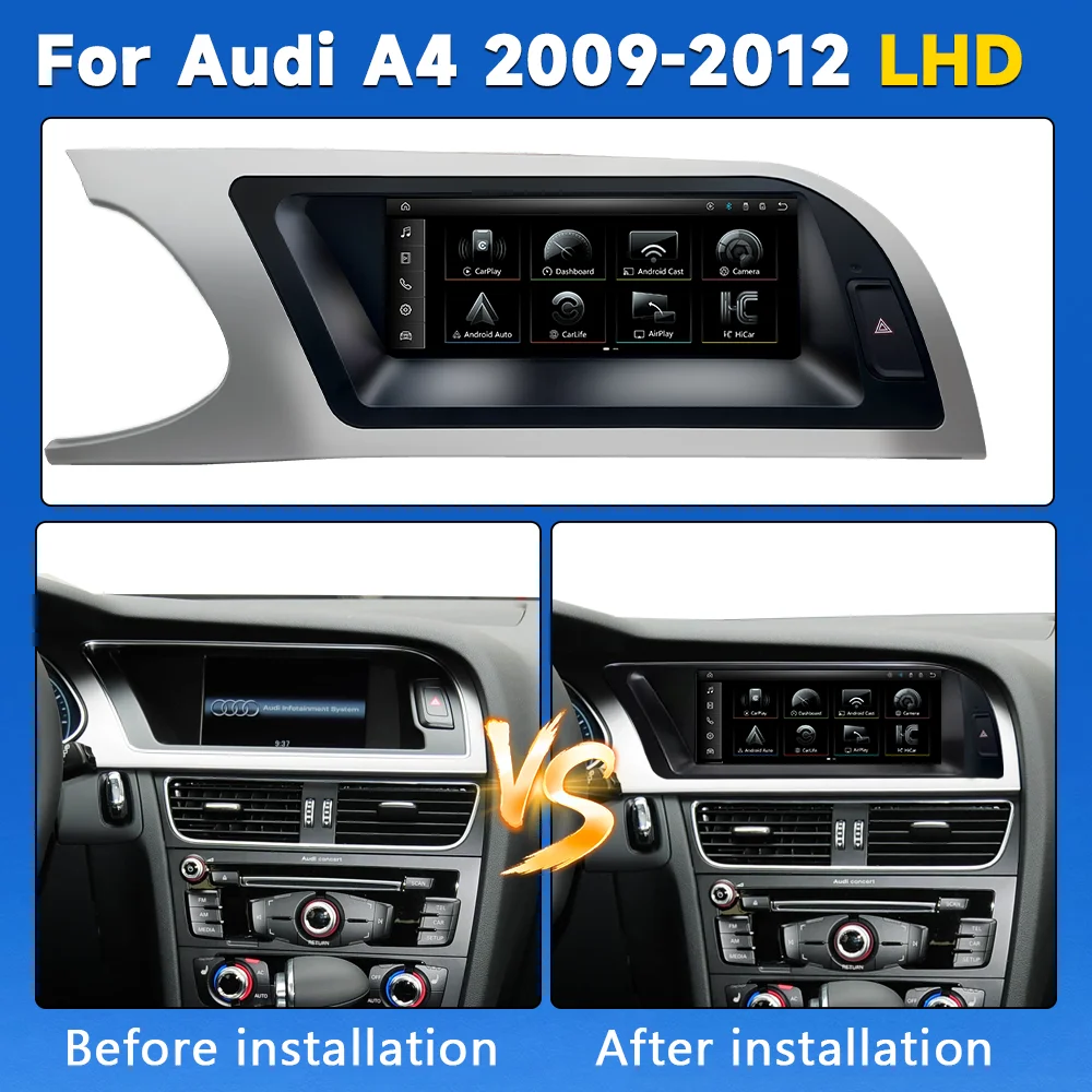 new 8.8”Touch Screen Multimedia Player Andriod Auto Link For Audi A4 S4 B8 2009-2015 GPS BT Carplay Display Car Play car radio view 5