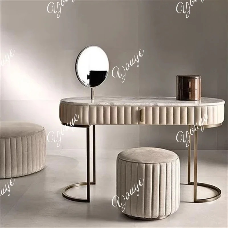 -style Light Luxury Post-modern Marble Stainless Steel Soft Bag Entrance Table Nordic Small Apartment Makeup Table Customization