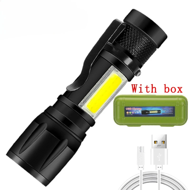 Oplaadbare LED-zaklamp Zoombare zaklamp met LCD-scherm 3-modi Waterdicht Krachtig handlicht Outdoor Wilderness Camping