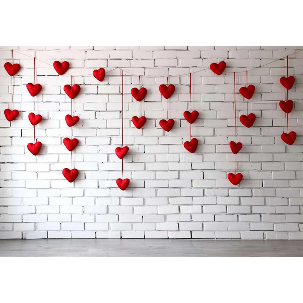 

Allenjoy Red Hearts White Brick Wall Backdrop